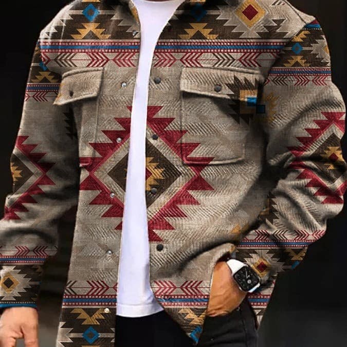 Jaqueta Masculina casual Estampada Com Botões