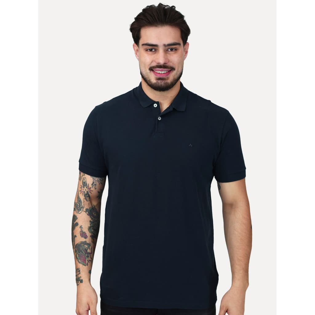 Polo Aramis Masculina Piquet Basic Mono Original Azul Petróleo