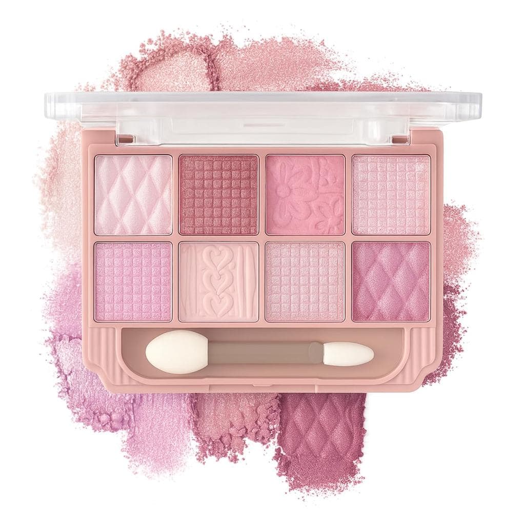 Paleta de Sombras K'APEINE Rosa Claro, 8 Cores Brilhantes, Paleta de Maquiagem com Glitter e Sombras de Olhos Misturávei
