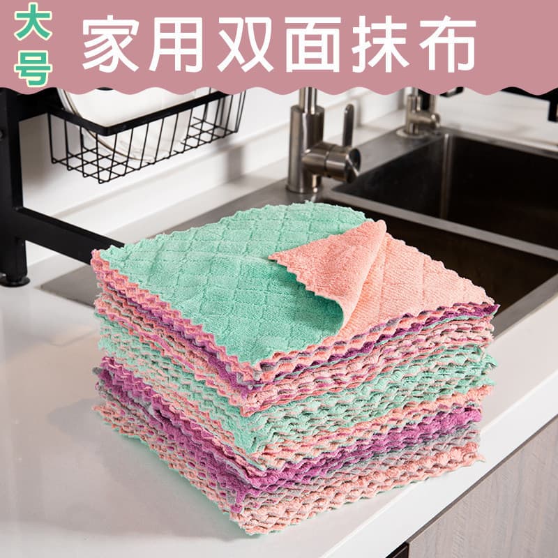 Pano de prato de lã Coral grosso Extra grande absorvente pano preguiçoso mesa doméstica limpar prato toalha mão limpar e