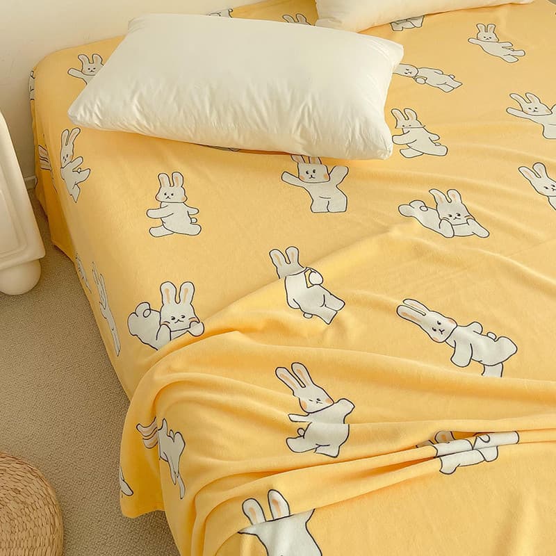 Leite coelho ilustração Original coelho cremoso lençol de cama quente inverno pelúcia espessamento