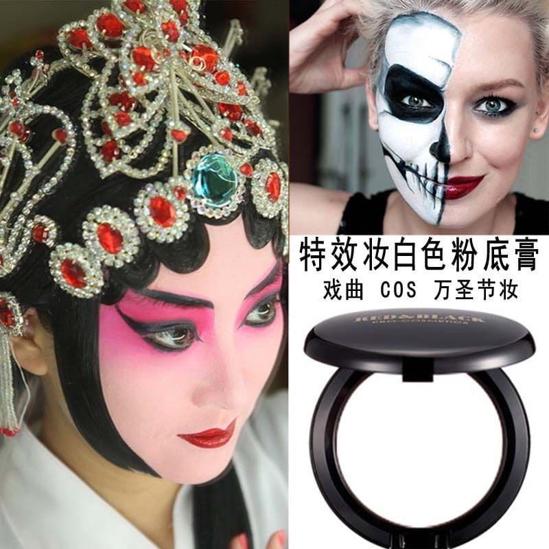 Vermelho e preto mercerizado fundação creme efeitos especiais maquiagem base branca creme ópera Halloween Huadan desempe