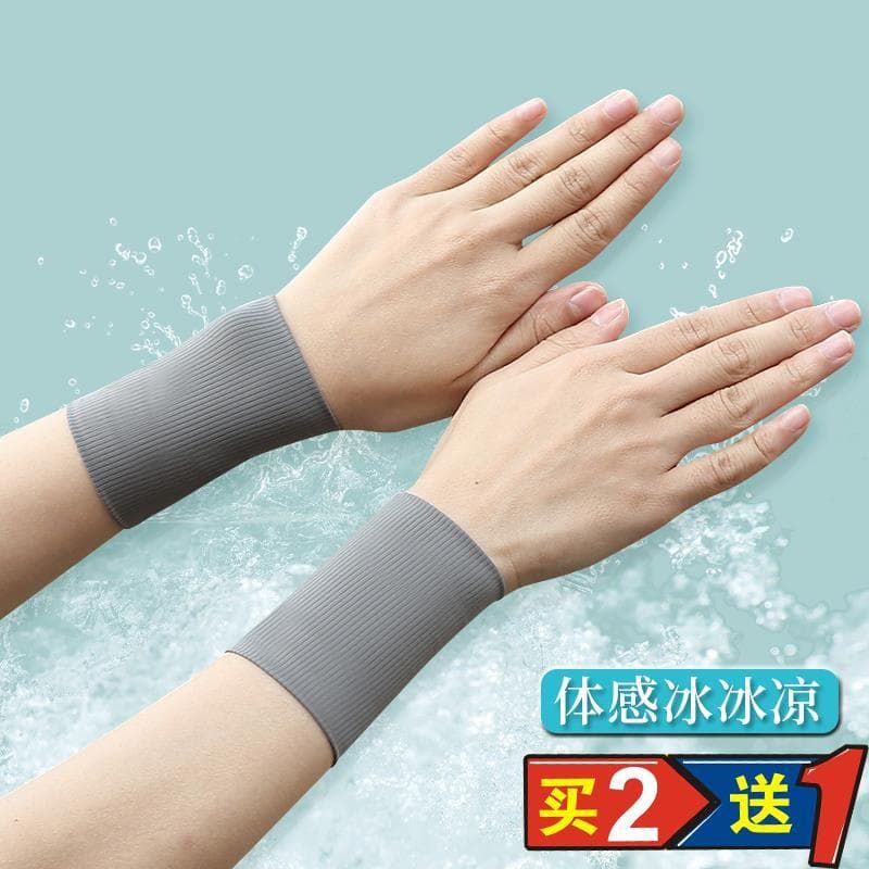 Verão fino suporte de pulso gelo seda protetor solar manga gelo feminino masculino capa cicatriz moda curto respirável e