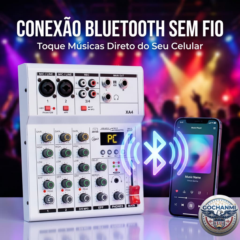 Mesa de Som XA4 Com Controle de Timbre Grave Agudo Para Voz e Música