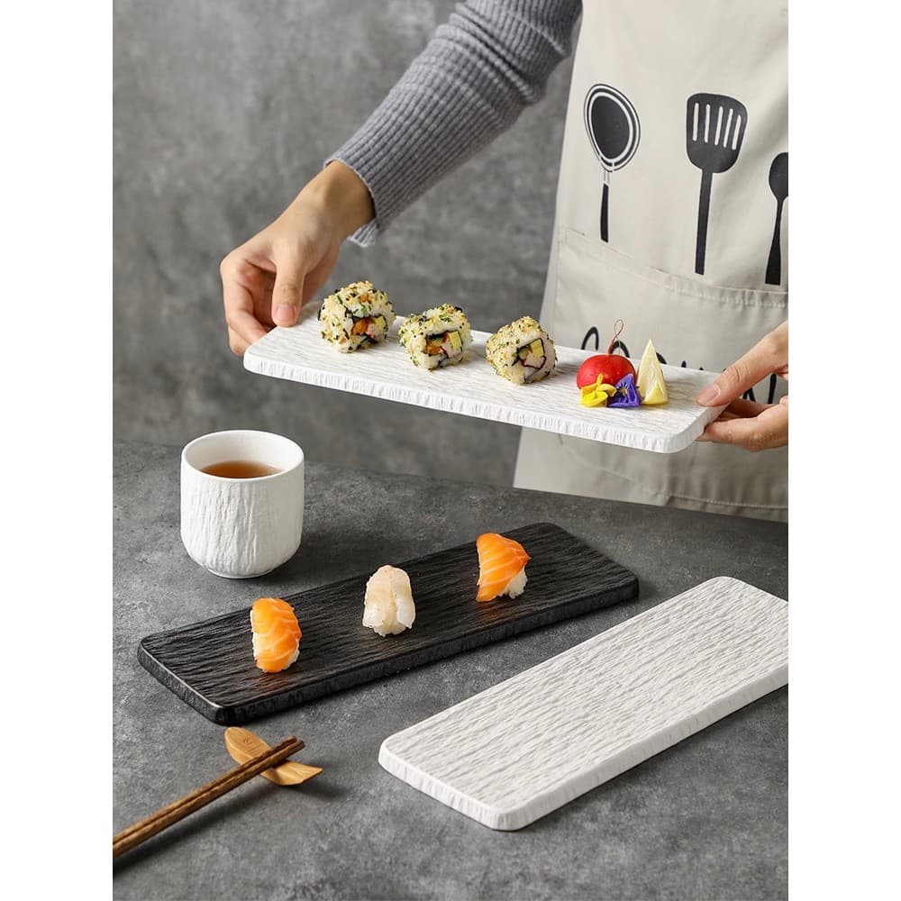 Placa de Sushi japonesa com padrão de rocha, cerâmica doméstica, comida ocidental, retangular, Sashimi, placa plana, sob
