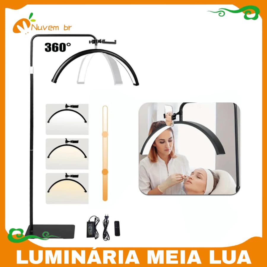 Luminária Meia Lua 3 Tons Ajustavel Limpeza De Pele Estetica Mesa Salao Beleza - NUVEM