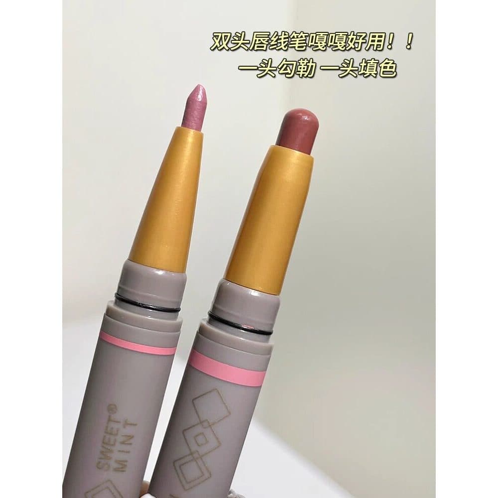 Desenhe lábios sensuais rechonchudos!Delineador labial com sombra de duas cabeças, formato labial, à prova d'água, de lo