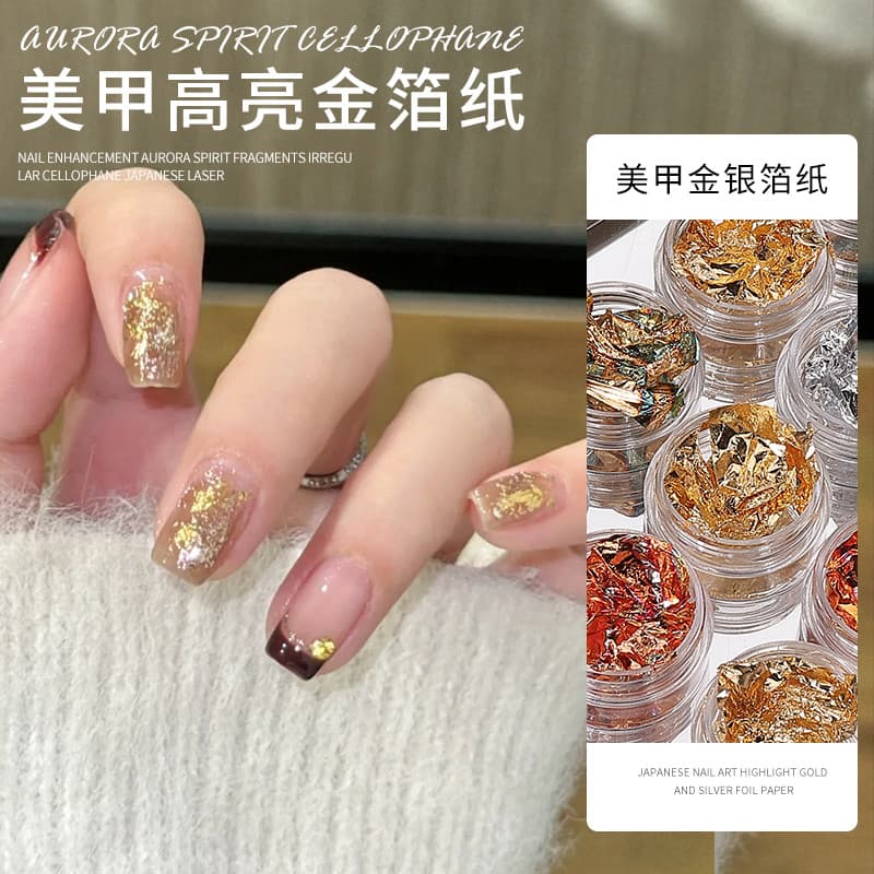 Acessórios de Manicure folha de ouro papel desfiado 2026 novo estilo influenciador acessórios de venda quente conjunto d