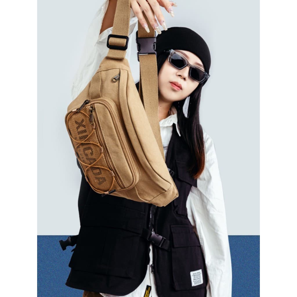 Bolsa mensageiro masculina bolsa de ombro Casual lona equitação nicho Design bolsa de peito moda esportiva resistente ao