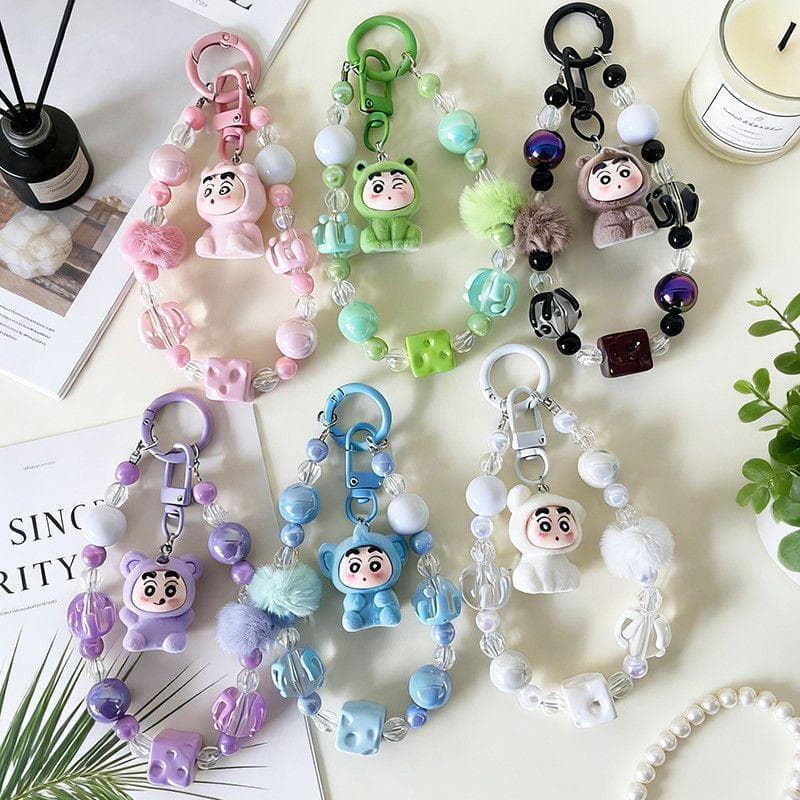 Estilo feminino Shin-Chan frisado ornamentos simples de alto valor estudante mochila decoração All-Match presentes coisa
