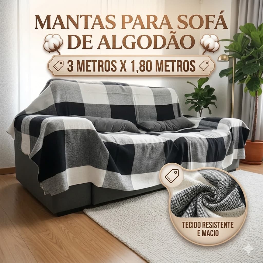 Manta 3 metros x 1,80m Para Sofá KING Luxo Gigante  Capa Protetora | Promoção | MENOR PREÇO