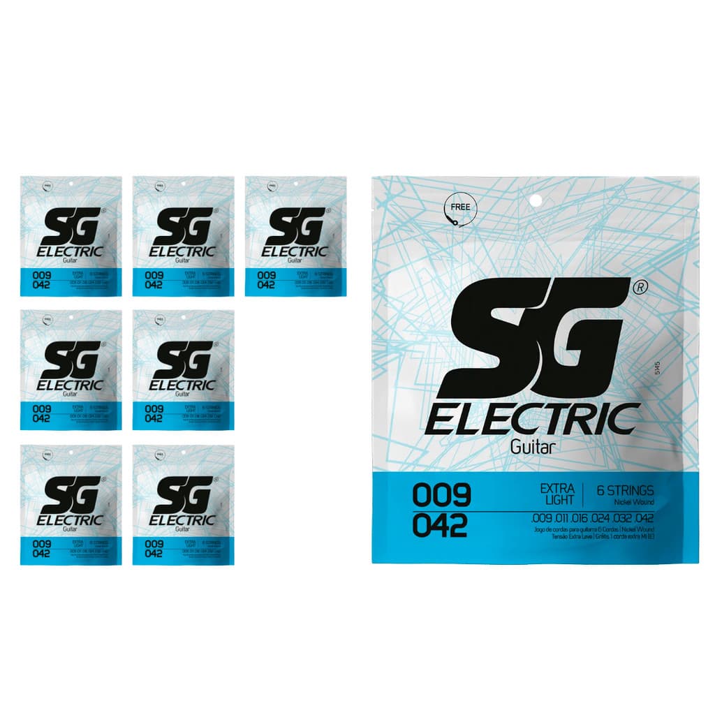 Kit 8 Encordoamento P/Guitarra 009  Extra Leve SG