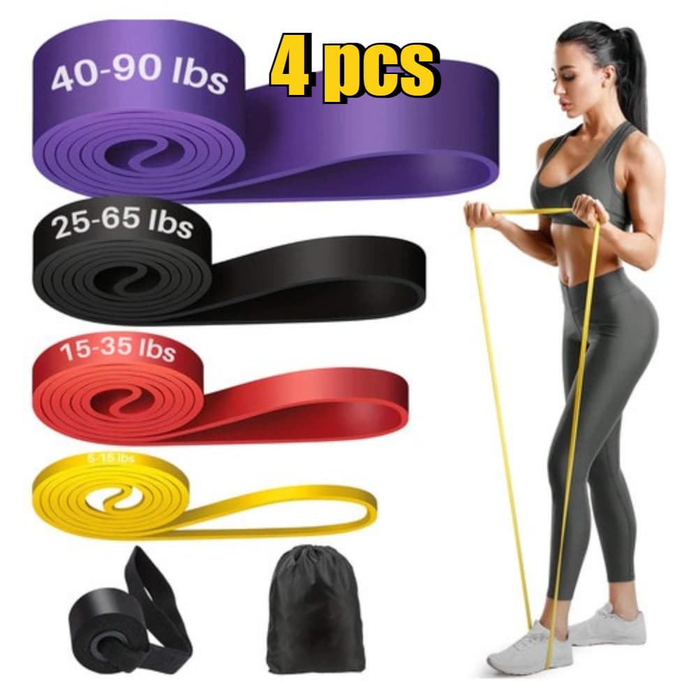 Kit 4 Super Band Elástico Borracha Crossfit Extra Forte Faixas de Resistência