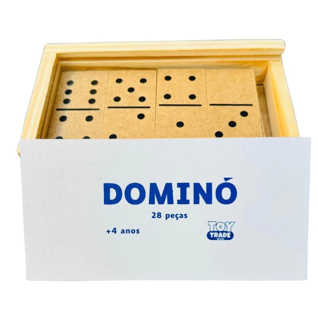 Dominó Tradicional em Madeira – Toy Trade Brinquedo Educativo Clássico para Lógica e Concentração
