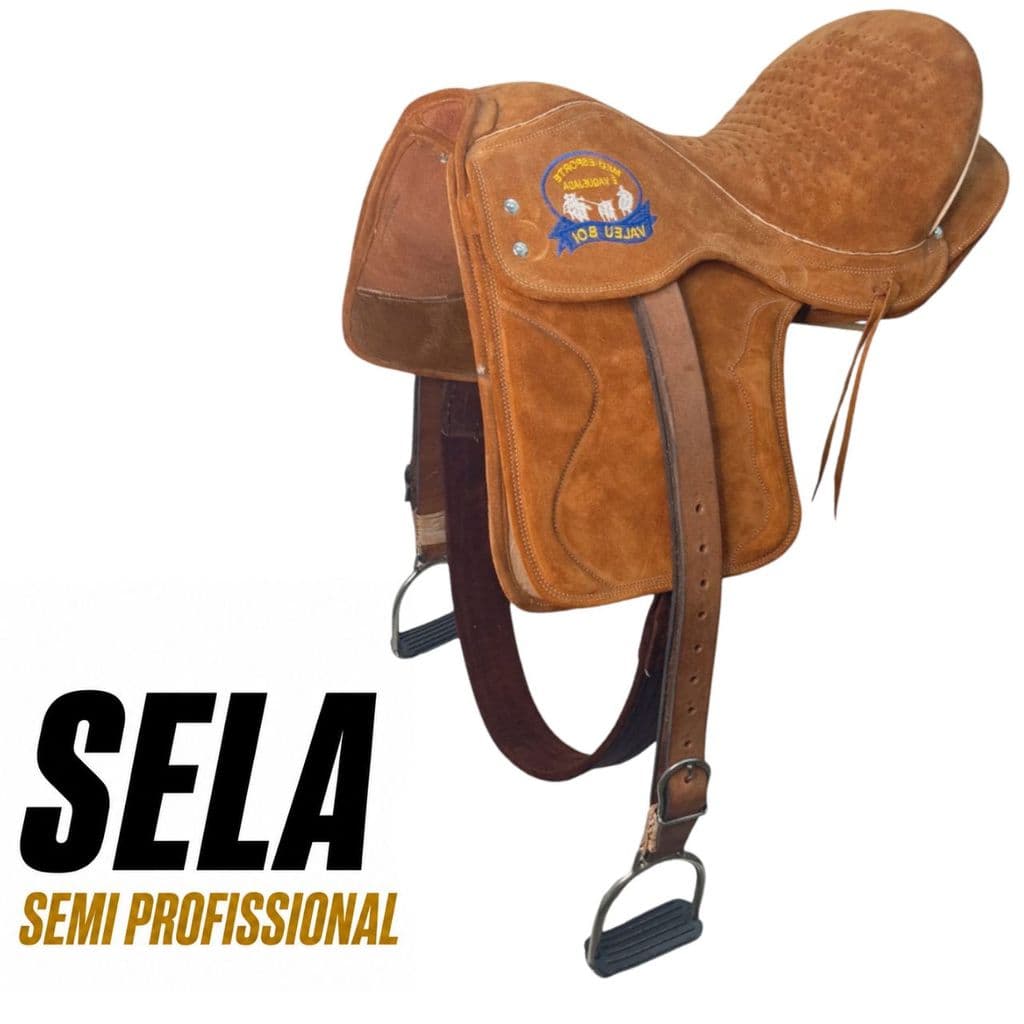 Sela Passeio De Cavalo Semi Profissional Vaquejada Em Couro legitimo Marrom Barata