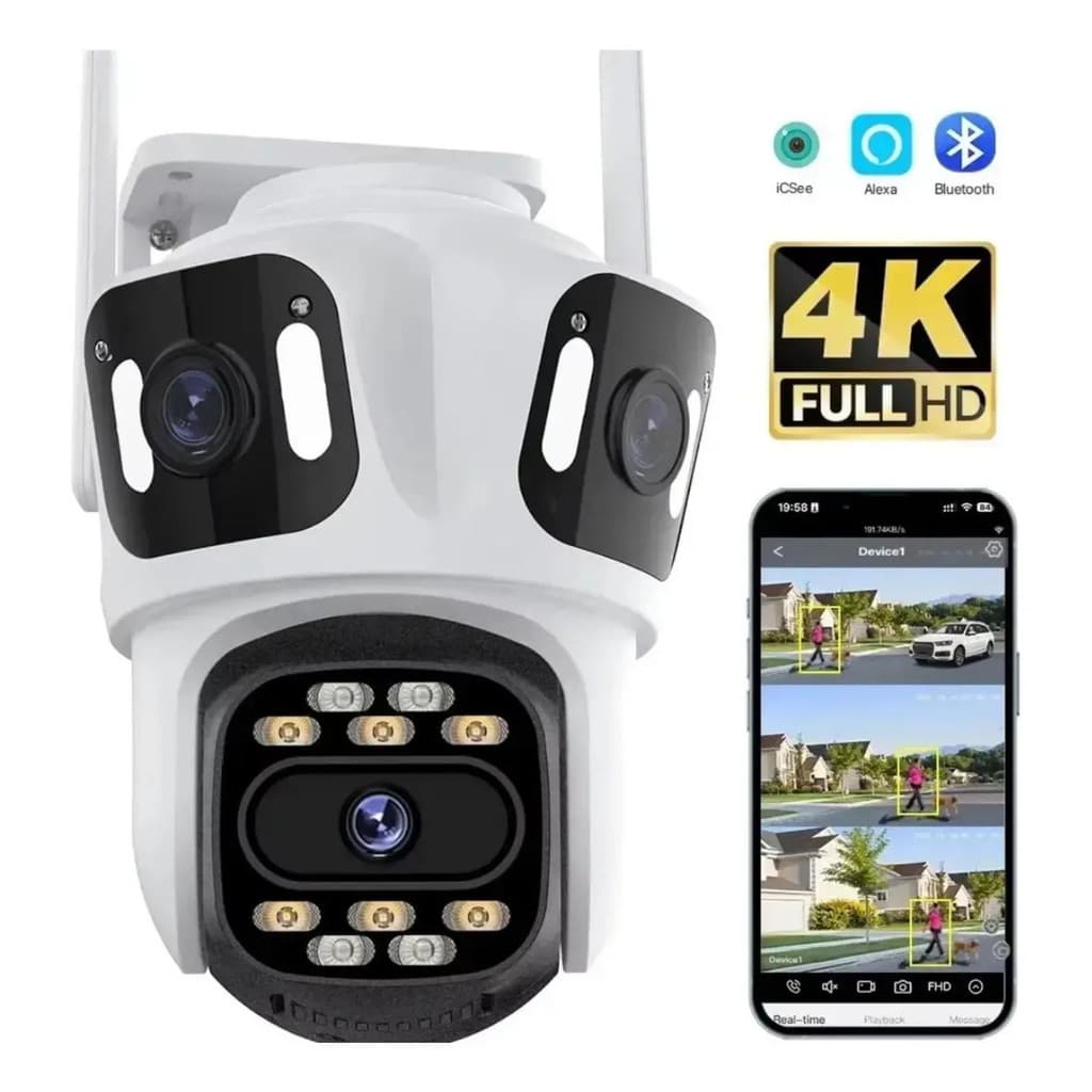 Câmera Segurança Smart WiFi Lente Tripla P15 Full HD Visão Noturna App