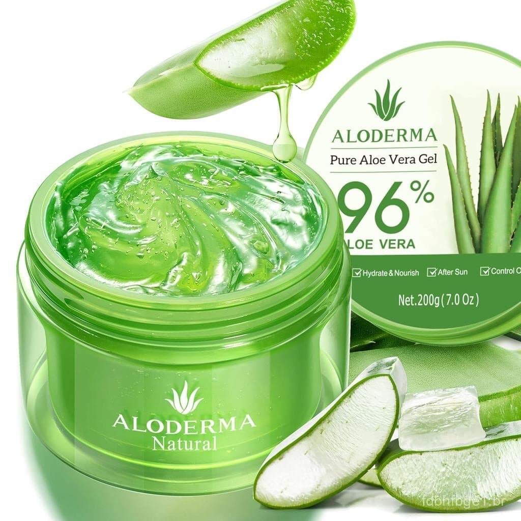 Gel de Aloe Vera Aloderma, produzido em até 12 horas após a colheita, contém 96% de aloe vera orgânica pura, adequado pa