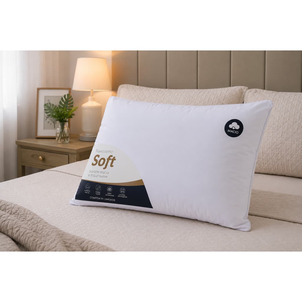 Travesseiro Soft Fibra Siliconada Antialérgica 70x50cm Premium