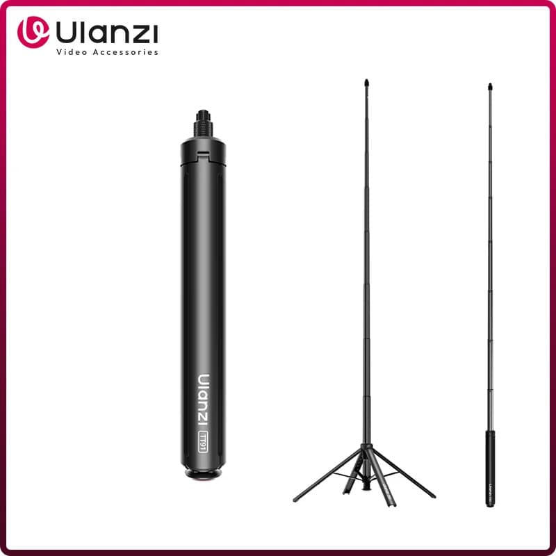 Ulanzi TT91 Bastão de Selfie com Abertura Automática Tripé de Chão com Montagem de 1/4'' para Câmera de Ação