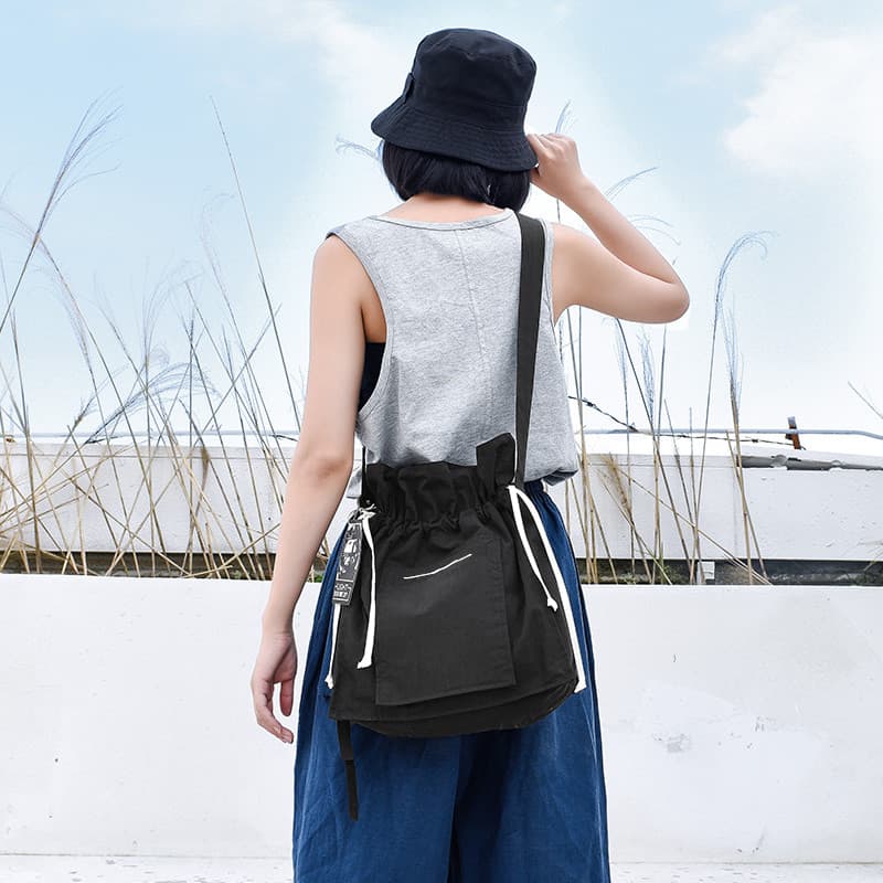 Chengxin bolsa preta feminina, bolsa mensageiro feminina, legal, exclusiva, com ferramentas, bolsa de lona, Casual, mens