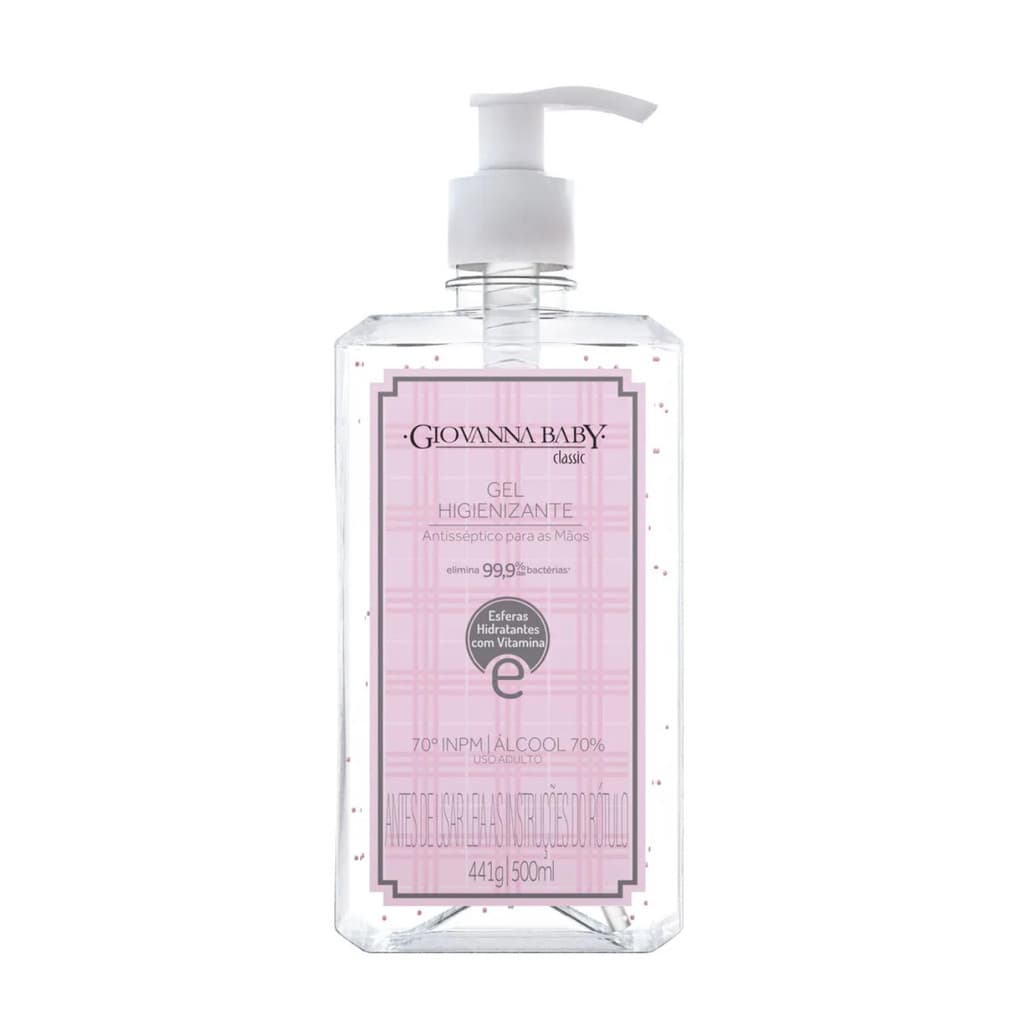 Álcool Gel Giovanna Baby |  500ml | Classic | Higienizante | 70º INPM