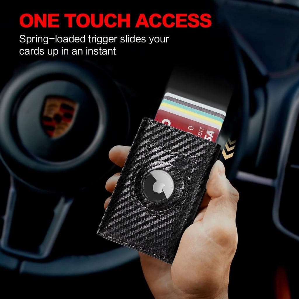 Carteira Para Homens Porta-Cartões De Crédito Pop-Up Compacto Minimalista , Bolso Frontal Inteligente Com Bloqueio De RF