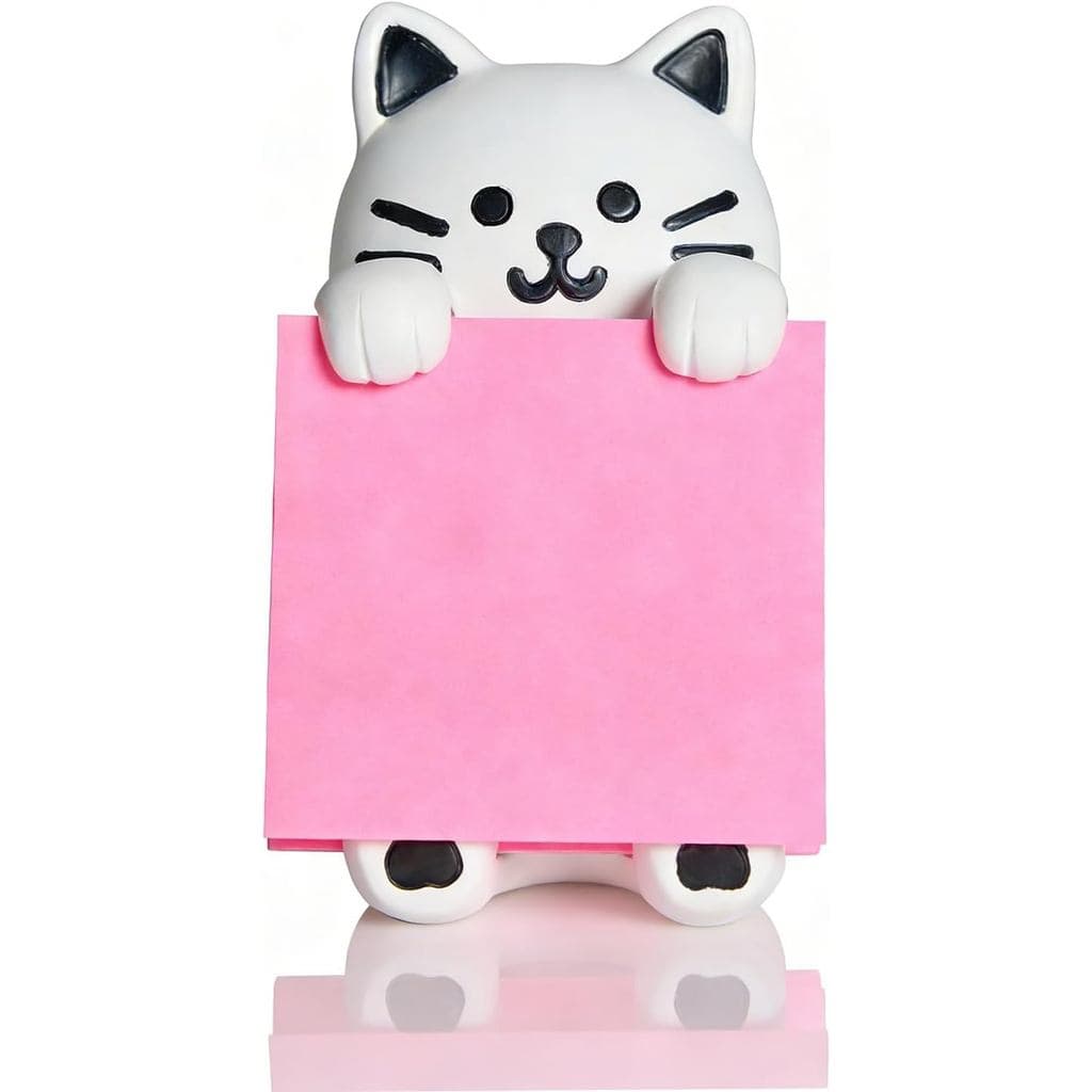 Dispensador de Notas Adesivas em Forma de Gato, Inclui 1 Bloco de Notas Super Adesivas de 3x3 polegadas, 100 Folhas, Sup