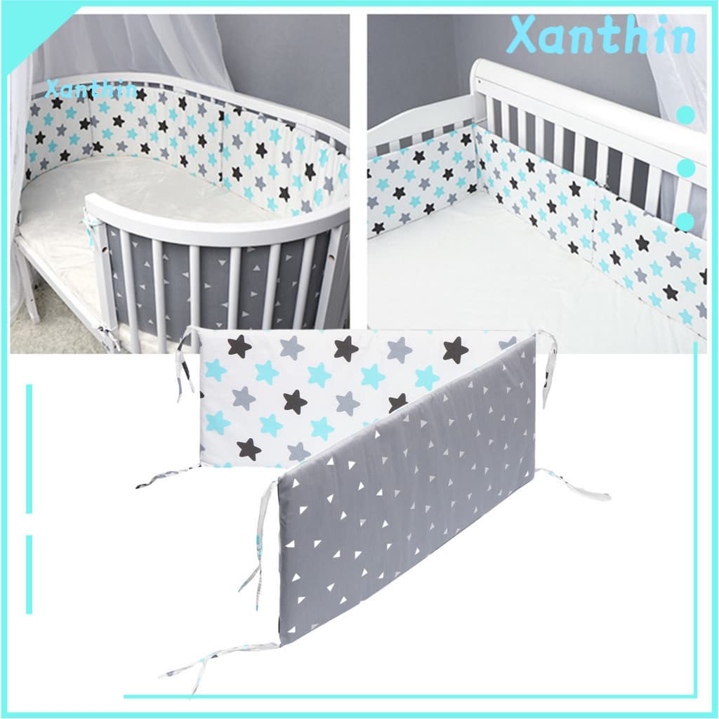 Easy to Install Crib Bumper Pads Baby Pad Cotton Soft Breathable Padded Liner Safe Anti-collision Bed Rail Guard for Tod