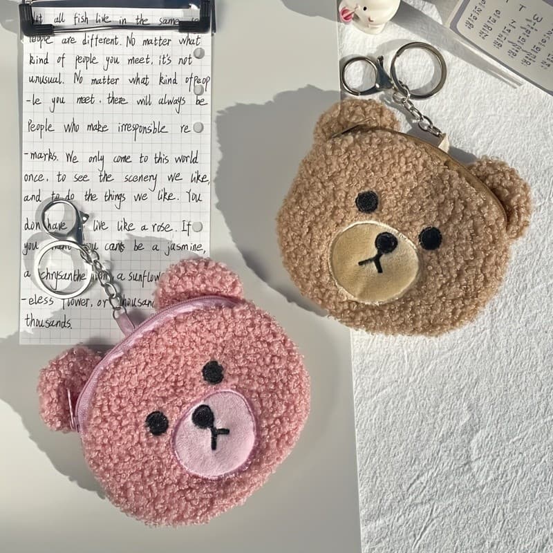 Nova bolsa de moedas em formato de urso, fofa e adorável, bolsa para guardar cabos de dados, bolsa de moedas para batom