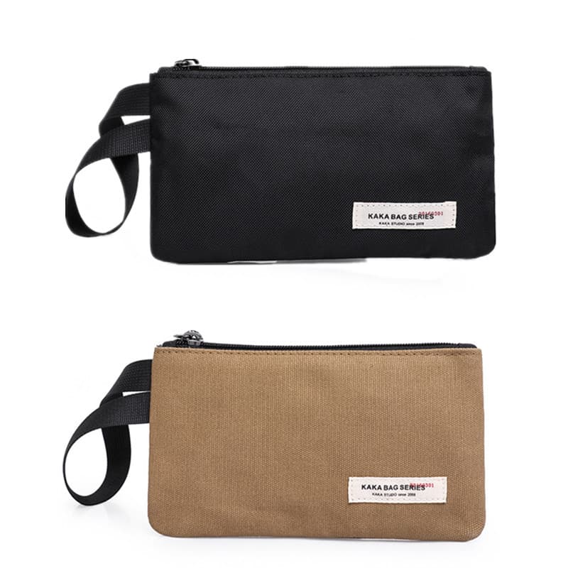 carteira masculina carteira masculina com ziper Bolsa de moedas longa e simples para estudantes masculinos de lona