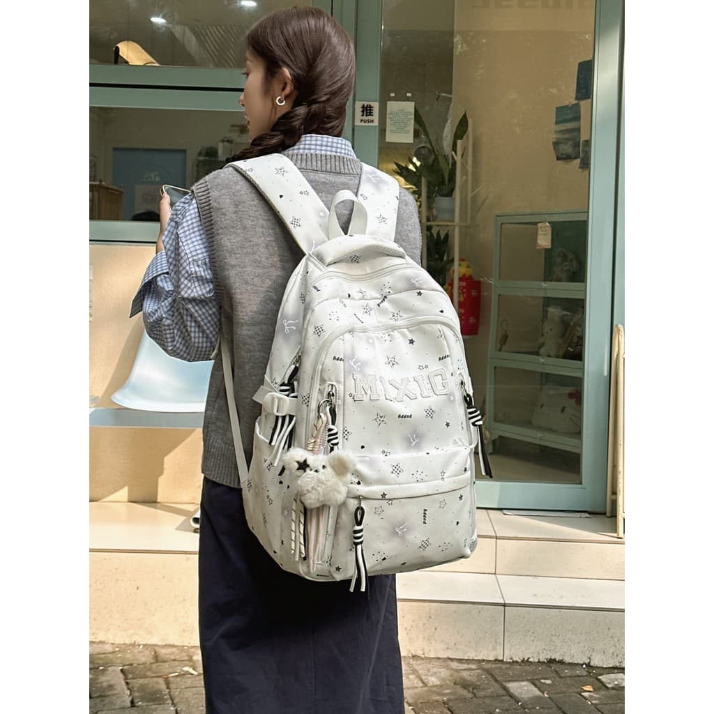 Mochila escolar para estudantes do ensino médio, mochila feminina com redução de carga para estudantes do ensino médio A