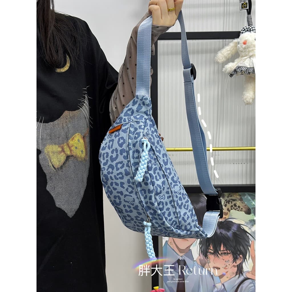 Novo lazer ao ar livre esportes saco de peito japonês Retro leopardo impressão saco do mensageiro à prova dwaterproof ág