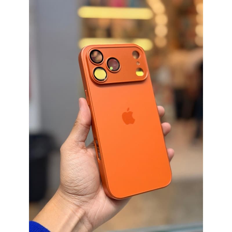 Capa Capinha de Vidro AG Glass Para linha  17 PRO 17 PRO MAX laranja