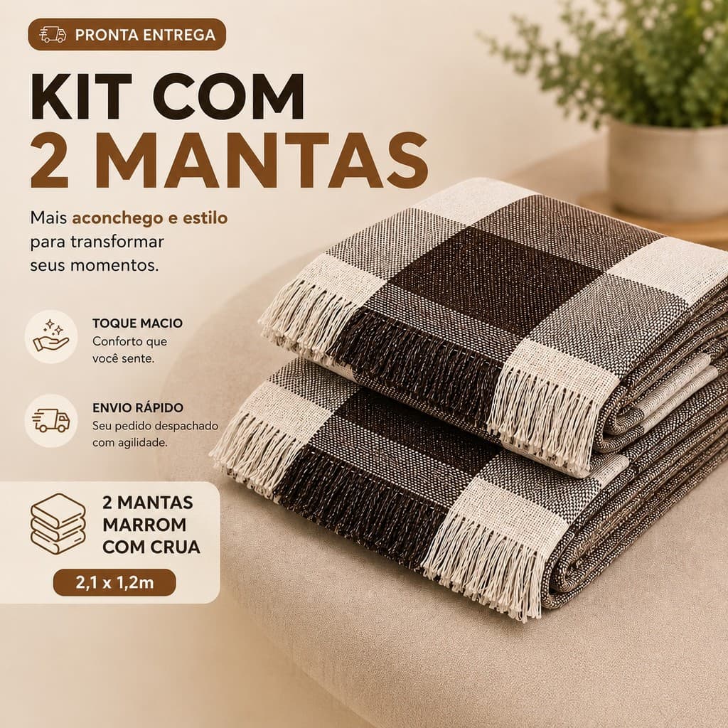 Kit Com 2 mantas Para Sofá Cama Grande Decorativa Protetora 2.10x1.20 Luxo direto da fabrica
