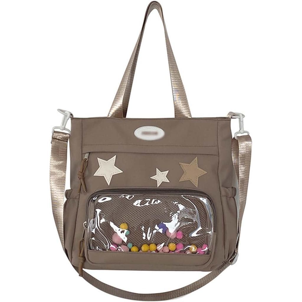 Bolsa de ombro japonesa de grande capacidade com decoração de estrelas, itabag feminina LXCE