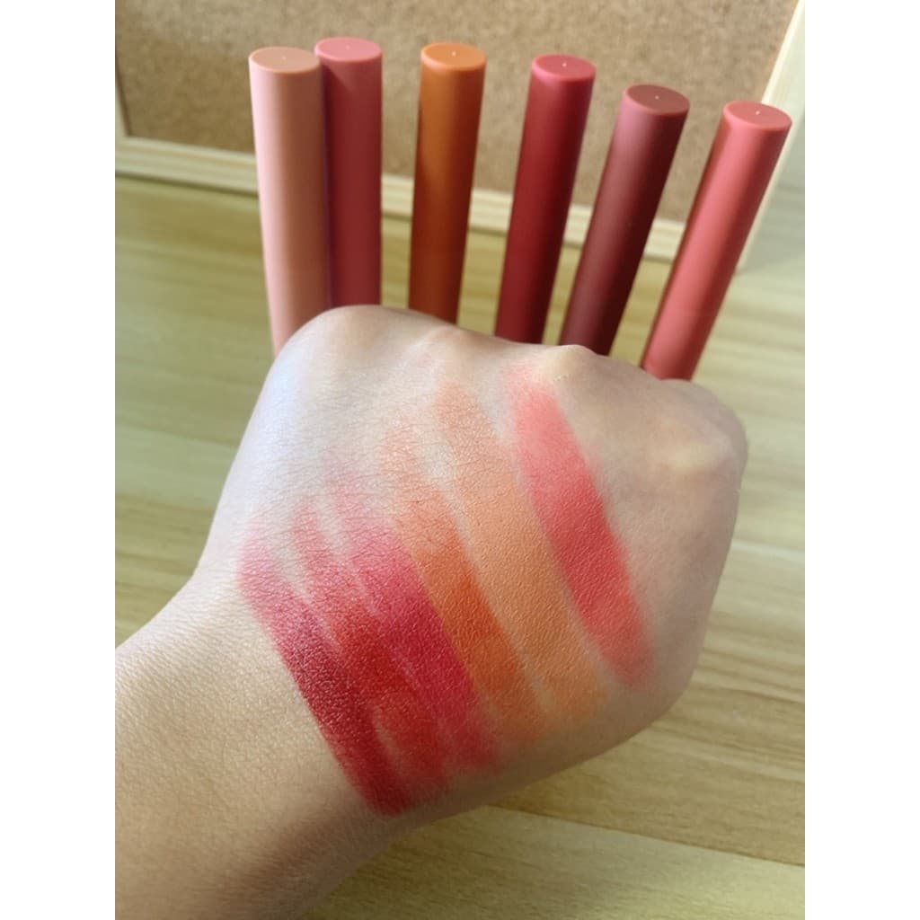 Batom de maquiagem diária, seis pacotes, cor Nude, hidratante, não desbota, preto, amarelo, pele, branco, cinza, pó fosc
