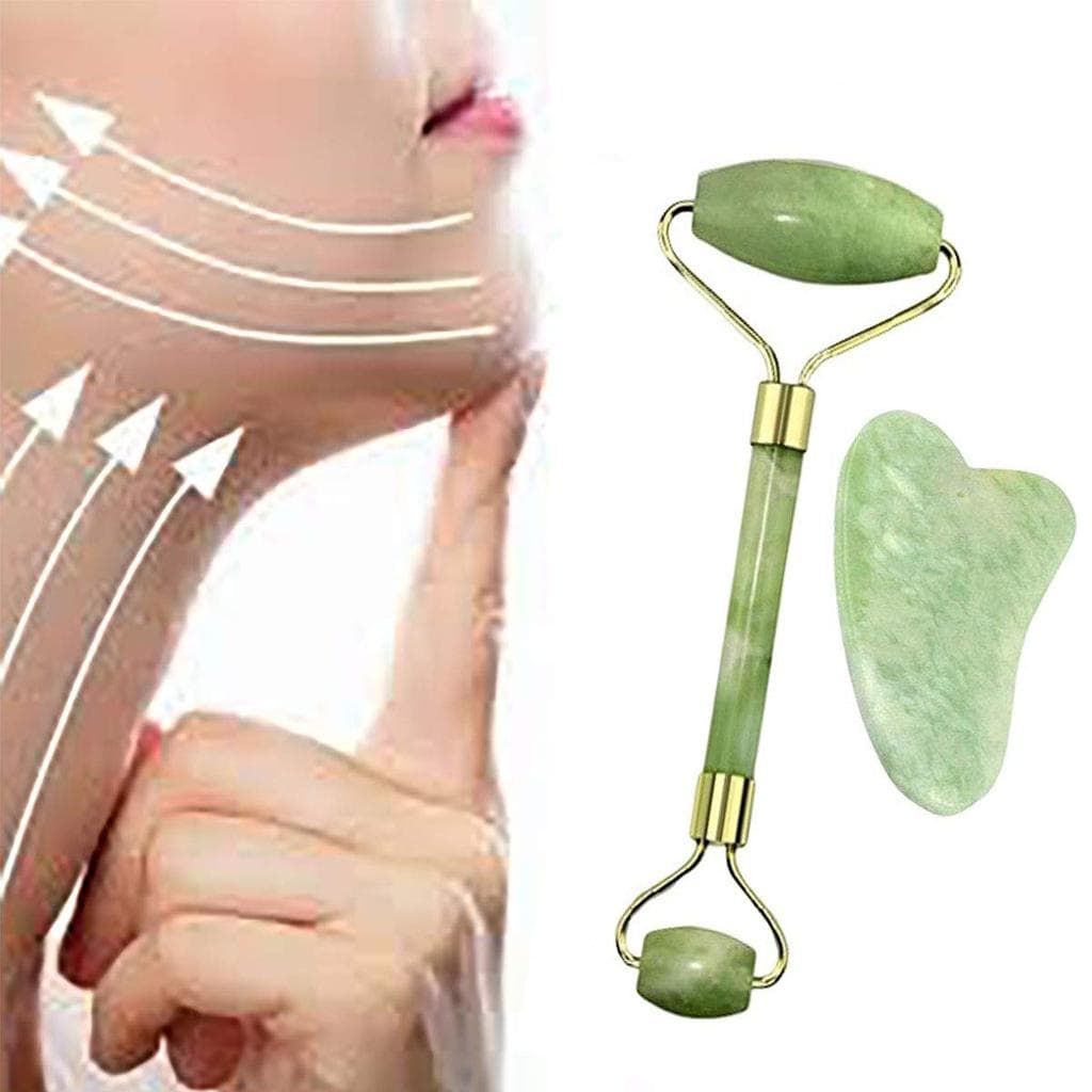 Novo Rolo De Jade Natural Guasha Raspador De Pele Conjunto Facial Quente