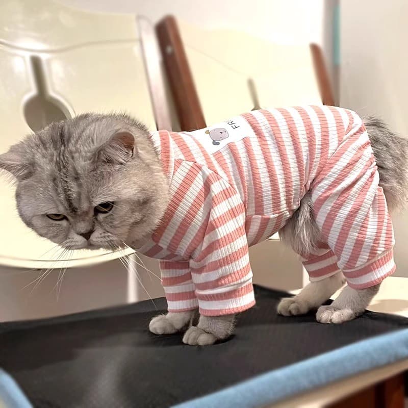 Roupas de gato primavera outono roupas estilo fino Anti-fiapos Muppets prata gradiente Pet casa roupas pijamas roupas de