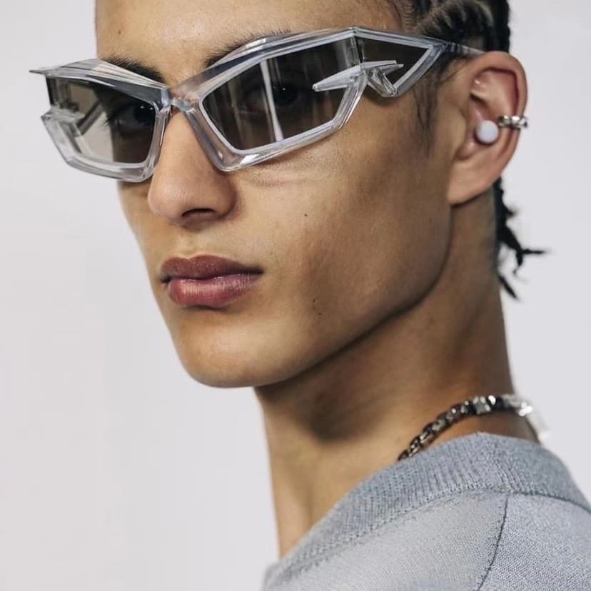 So bonito nicho pioneiro futuro sentido moldura transparente preto óculos de sol das mulheres dos homens moda legal foto