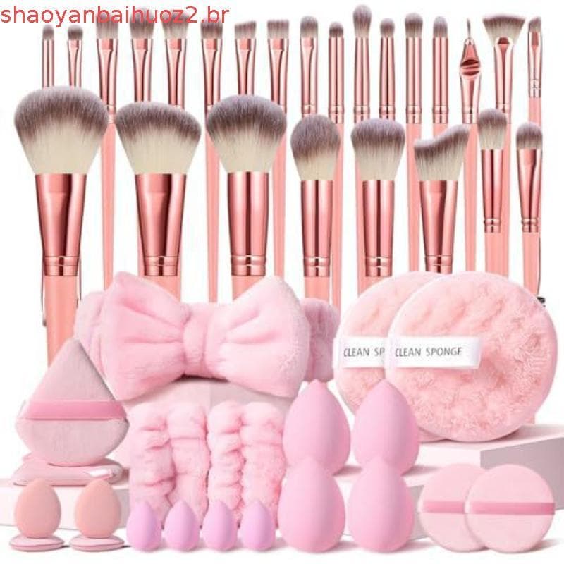 HGHDBT Conjunto De Pincéis De Maquiagem Rosa 70 Unidades Kit Profissional Ferramentas Multifuncional Com Estojo Acessóri