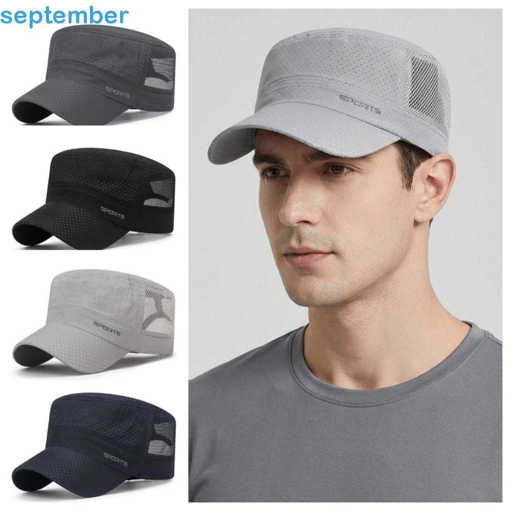 Chapéu De Topo Plano SEPTEMBERB , Boné De Malha Ajustável Com Pico , Sol Masculino Leve Proteção Solar