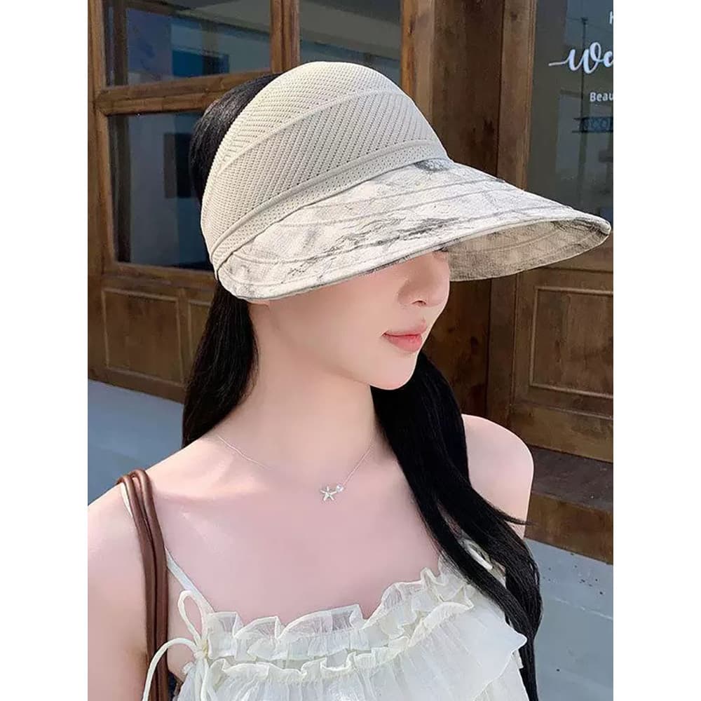2026 novo estilo verão vazio superior protetor solar chapéu feminino aba grande chapéu de sol pequeno rosto férias Anti-