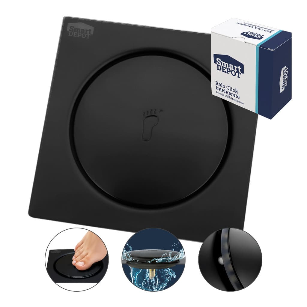 Ralo Click Metal QUADRADO BLACK 9,4x9,4cm Smart DEPOT