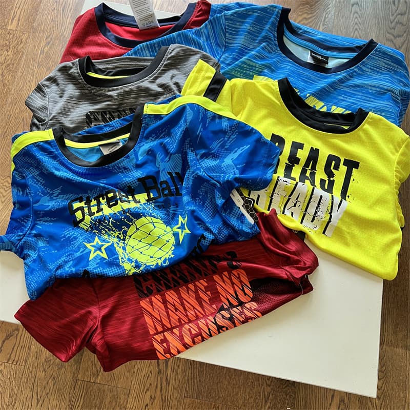 Moda crianças médio grande crianças esportes meninos médio grande crianças camiseta de manga curta 110-160cm
