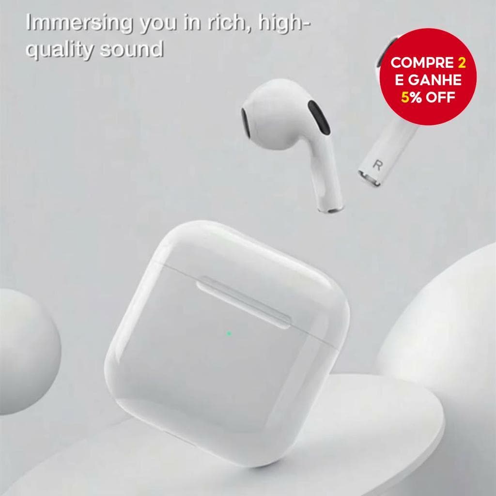Mini Pro4 Fones de Ouvido Bluetooth Sem Fio, Compacto, Portátil, Controle por Toque, Estéreo, Redução de Ruído, para