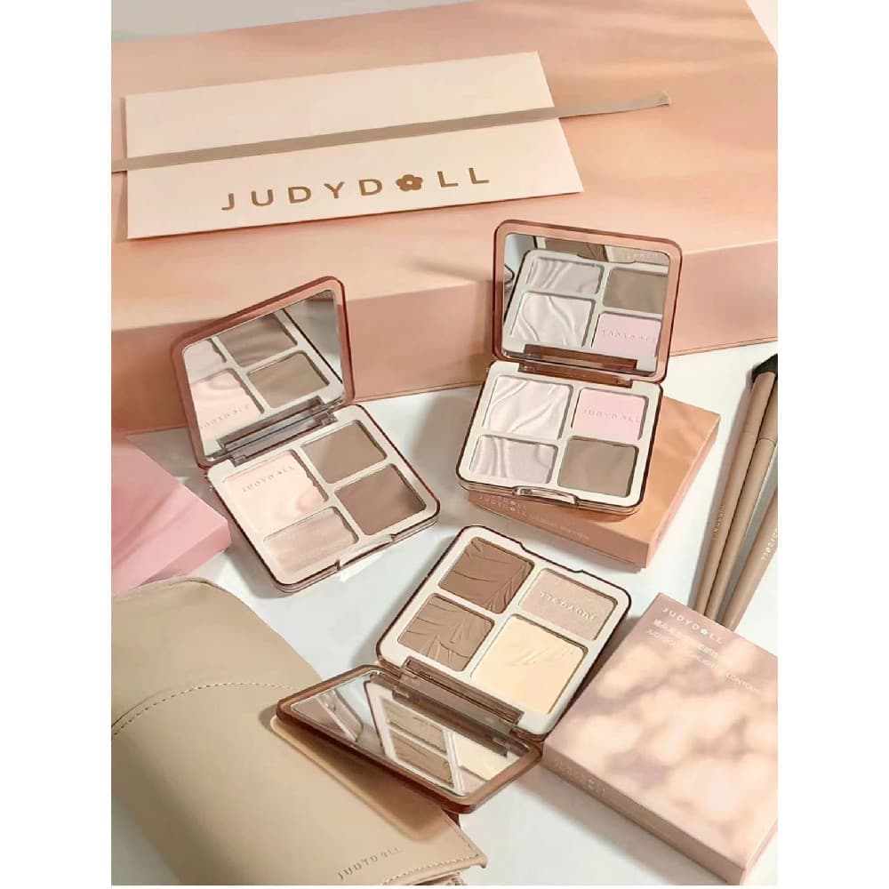 Pronto estoque Judydoll Judydoll Eyeshadow Highlighter Contouring All-in-One Plate Comprehens#01波影盘#02树影盘女