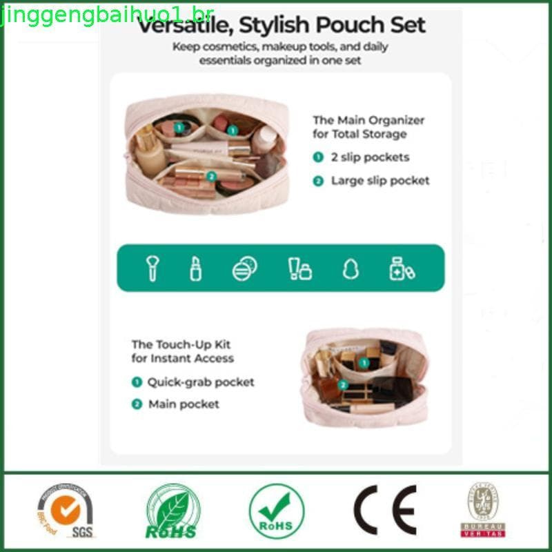 BAGSMART Bolsa Pequena De Maquiagem Para Viagem De Higiene Pessoal , Mini Cosméticos Acolchoada Inchada , Linda Mulheres