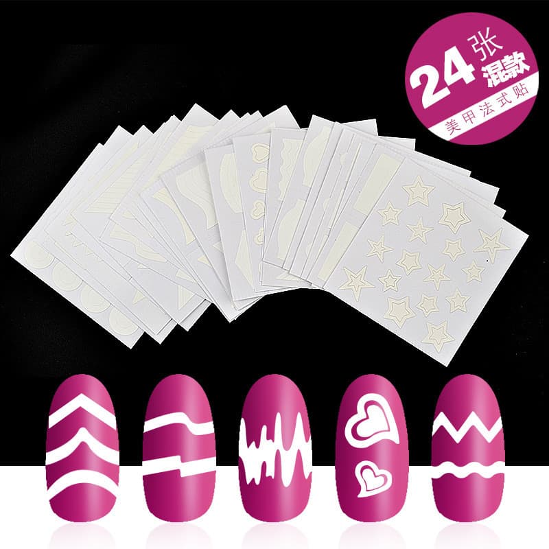 Adesivos adesivos Manicure francês adesivos de unhas sorriso unhas francesas 3 em 1 48 24 tipos pacote