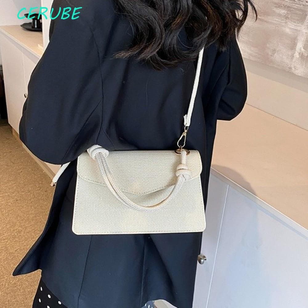 Bolsa Com Detalhe De Corda Nó CERUBE , Sacolas De Ombro Leves E Versáteis Em PU , Design Minimalista