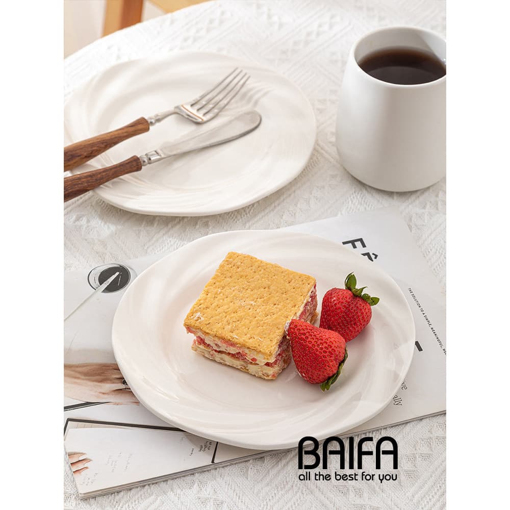 Ins estilo sobremesa doméstica prato de cerâmica prato de comida ocidental bife refeição High-End criativo branco puro e
